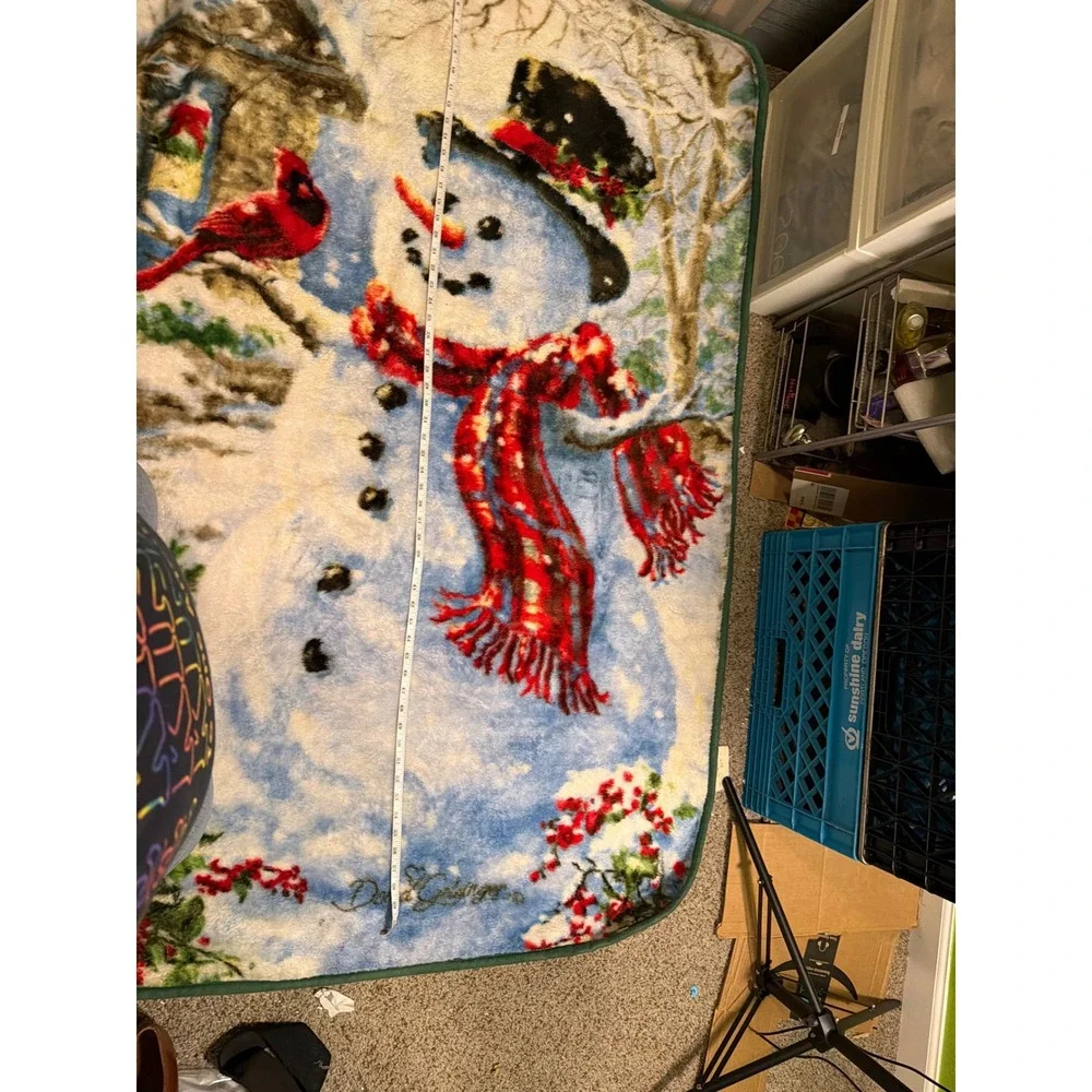 Donna Gelsinger Snowman Cardinal Christmas Fleece Throw Blanket 48x64 Holiday